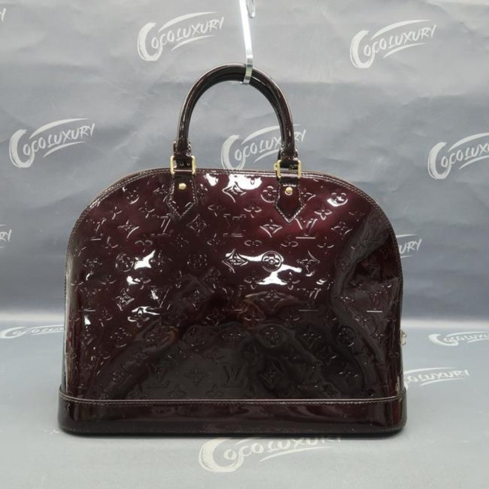 Louis Vuitton Alma Vernis Pm Burgundy Patent Leather Satchel